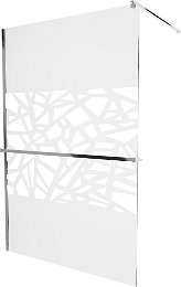 MEXEN/S - KIOTO Sprchová zástena WALK-IN s poličkou a držiakom uterákov 100 x 200, transparent/biely dekor 8 mm, chróm 800-100-121-01-85