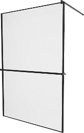 MEXEN/S - KIOTO Sprchová zástena WALK-IN s poličkou a držiakom uterákov 100 x 200, transparent/čierna 8 mm, čierna 800-100-121-70-70