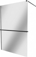 MEXEN/S - KIOTO Sprchová zástena WALK-IN s poličkou a držiakom uterákov 100 x 200, zrkadlové 8 mm, čierna 800-100-121-70-50