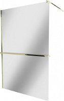MEXEN/S - KIOTO Sprchová zástena WALK-IN s poličkou a držiakom uterákov 100 x 200, zrkadlové 8 mm, zlatá 800-100-121-50-50