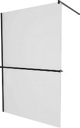 MEXEN/S - KIOTO Sprchová zástena WALK-IN s poličkou a držiakom uterákov 110 x 200, matné sklo 8 mm, čierna 800-110-121-70-30