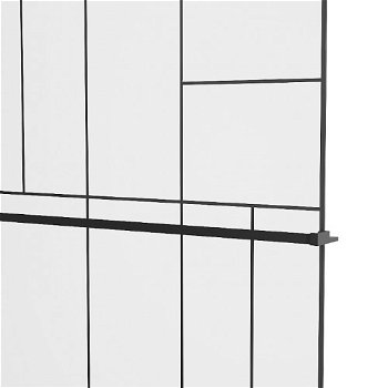 MEXEN/S - KIOTO Sprchová zástena WALK-IN s poličkou a držiakom uterákov 110 x 200, transparent/čierna 8 mm, čierna 800-110-121-70-78
