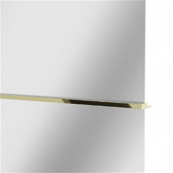 MEXEN/S - KIOTO Sprchová zástena WALK-IN s poličkou a držiakom uterákov 110 x 200, zrkadlové 8 mm, zlatá 800-110-121-50-50