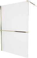 MEXEN/S - KIOTO Sprchová zástena WALK-IN s poličkou a držiakom uterákov 70 x 200, transparent 8 mm, zlatá 800-070-121-50-00