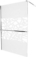 MEXEN/S - KIOTO Sprchová zástena WALK-IN s poličkou a držiakom uterákov 80 x 200, transparent/biely dekor 8 mm, chróm 800-080-121-01-85