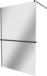 MEXEN/S - KIOTO Sprchová zástena WALK-IN s poličkou a držiakom uterákov 80 x 200, zrkadlové 8 mm, čierna 800-080-121-70-50