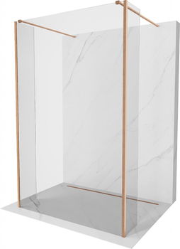 MEXEN/S - Kioto Sprchová zástena WALK-IN voľne stojaca 100 x 30 x 30 cm, transparent, meď kartáčovaná 800-100-030-222-65-00-030