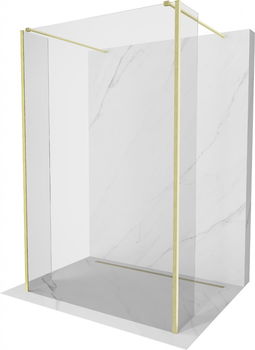 MEXEN/S - Kioto Sprchová zástena WALK-IN voľne stojaca 105 x 30 x 30 cm, transparent, zlatá kartáčovaná 800-105-030-222-55-00-030