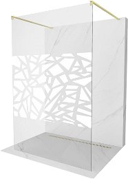 MEXEN/S - Kyoto samostatne stojaca sprchová zástena 110 x 200, biely vzor 8 mm, zlatá kartáčovaná 800-110-002-55-85