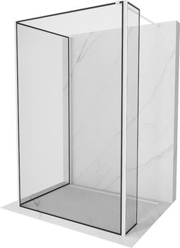 MEXEN/S - Kioto Sprchová zástena WALK-IN 100 x 80 x 40 cm, čierny vzor, biela 800-100-080-221-20-70-040