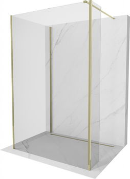 MEXEN/S - Kioto Sprchová zástena WALK-IN 100 x 90 x 40 cm, transparent, zlatá 800-100-090-221-50-00-040