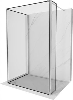 MEXEN/S - Kioto Sprchová zástena WALK-IN 110 x 100 x 40 cm, čierny vzor, chróm 800-110-100-221-01-70-040