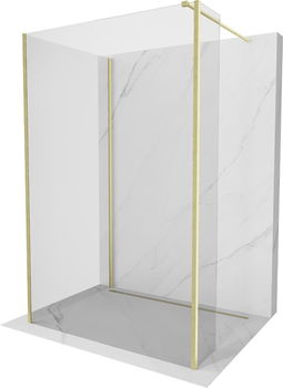 MEXEN/S - Kyoto Sprchová zástena WALK-IN 110 x 110 x 30 cm, transparent, zlatá kartáčovaná 800-110-110-221-55-00-030