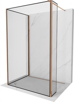 MEXEN/S - Kyoto Sprchová zástena WALK-IN 120 x 110 x 40 cm, čierna vzor, ružové zlato 800-120-110-221-60-70-040