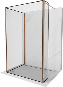 MEXEN/S - Kyoto Sprchová zástena WALK-IN 120 x 70 x 30 cm, čierna vzor, ružové zlato 800-120-070-221-60-70-030