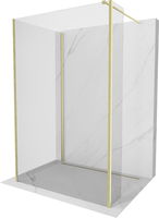 MEXEN/S - Kyoto Sprchová zástena WALK-IN 125 x 85 x 40 cm, transparent, zlatá kartáčovaná 800-125-085-221-55-00-040