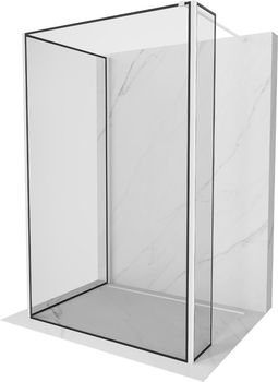 MEXEN/S - Kioto Sprchová zástena WALK-IN 130 x 70 x 30 cm, čierny vzor, biela 800-130-070-221-20-70-030