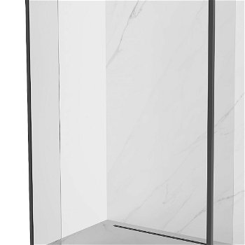 MEXEN/S - Kyoto Sprchová zástena WALK-IN voľne stojaca 110 x 30 x 30 cm, transparent, čierna 800-110-030-222-70-00-030