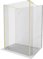 MEXEN/S - Kyoto Sprchová zástena WALK-IN voľne stojaca 90 x 30 x 30 cm, transparent, zlatá kartáčovaná 800-090-030-222-55-00-030