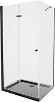 MEXEN/S - Lima sprchovací kút zalamovacie dvere 100 x 90, transparent, čierny + Flat čierna vanička so sifónom 856-100-090-70-00-4070B
