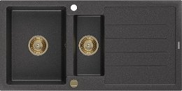 MEXEN/S MEXEN/S - Andres granitový drez s odkvapkávačom 1000 x 500 mm čierna nakrápiany, zlatý sifón 6515101510-76-G