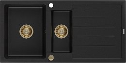 MEXEN/S MEXEN/S - Andres granitový drez s odkvapkávačom 1000 x 500 mm čierna, zlatý sifón 6515101510-77-G