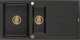 MEXEN/S MEXEN/S - Andres granitový drez s odkvapkávačom 1000 x 500 mm čierna/zlatá metalik, zlatý sifón 6515101510-75-G