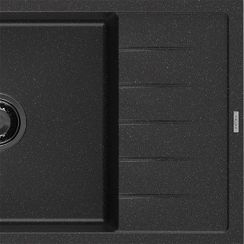 MEXEN/S MEXEN/S - Elias granitový drez 1 s odkvapkávačom 795 x 480 mm, čierna / strieborný metalik, + sifón grafit 6511791005-73-B