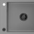 MEXEN/S MEXEN/S - Elias granitový drez 1 s odkvapkávačom 795 x 480 mm, sivá, + čierny sifón 6511791005-71-B