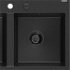 MEXEN/S MEXEN/S - Hektor granitový drez 2-bowl 800 x 480 mm, čierna/strieborná metalík, čierny sifón 6521802000-73-B