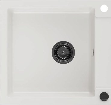 MEXEN/S MEXEN/S - Leo granitový drez 1 s odkvapkávačom 900x500 mm, biela, + čierny sifón 6501901010-20-B