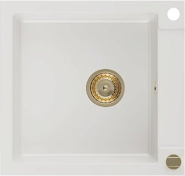 MEXEN/S MEXEN/S - Leo granitový drez 1 s odkvapkávačom 900x500 mm, biela, + zlatý sifón 6501901010-20-G