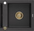 MEXEN/S MEXEN/S - Mario granitový drez 2-bowl 820x436 mm, čierna kropenatá, + zlatý sifón 6504822000-76-G