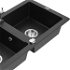 MEXEN/S MEXEN/S - Mario granitový drez 2-bowl vrátane batérie Duero, čierna/strieborná metalík 6504-73-671600-00