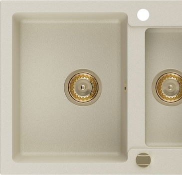 MEXEN/S MEXEN/S - Matias granitový drez 1.5 s odkvapkávačom 900x505 mm, béžová, + zlatý sifón 6502901505-69-G