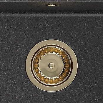 MEXEN/S MEXEN/S - Milo granitový drez 1 435 x 410 mm, čierna kropenatá, + zlatý sifón 6505441000-76-G