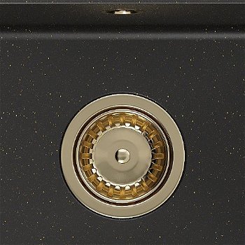 MEXEN/S MEXEN/S - Milo granitový drez 1 435 x 410 mm, čierna/zlatý metalik, + zlatý sifón 6505441000-75-G