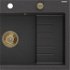 MEXEN/S MEXEN/S - Omar granitový drez 800 x 480 mm, čierna kropenatá, zlatý sifón 6520801005-76-G