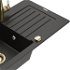 MEXEN/S MEXEN/S - Pablo granitový drez 1-miska s odkvapkávačom vrátane batérie Carla, čierna/zlatá metalik 6510-75-670700-50