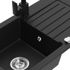 MEXEN/S MEXEN/S - Pablo granitový drez 1-miska s odkvapkávačom vrátane batérie Rita, čierny 6510-77-670300-70