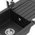 MEXEN/S MEXEN/S - Pablo granitový drez 1-miska s odkvapkávačom vrátane batérie Rita, čierny/strieborný metali 6510-73-670300-00
