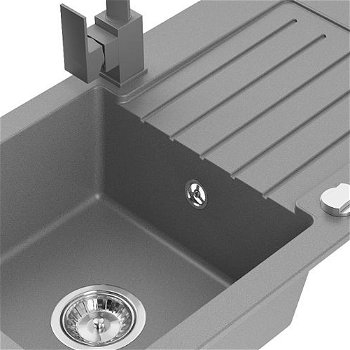 MEXEN/S MEXEN/S - Pablo granitový drez 1-miska s odkvapkávačom vrátane batérie Rita, šedý 6510-71-670300-71