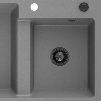 MEXEN/S MEXEN/S - Tomas granitový drez 2-bowl 800 x 500 mm, šedá, + čierny sifón 6516802000-71-B