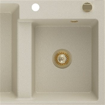 MEXEN/S MEXEN/S - Tomas granitový drez 2-bowl 800x500 mm, béžová, syfón zołty 6516802000-69-G