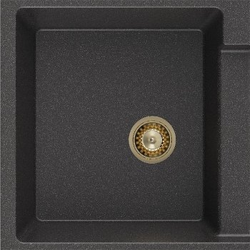 MEXEN/S MEXEN/S - Tomas granitový drez 2-bowl 800x500 mm, čierna kropenatá, + zlatý sifón 6516802000-76-G