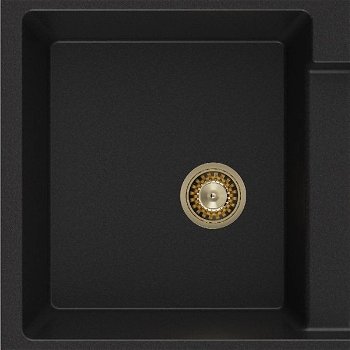 MEXEN/S MEXEN/S - Tomas granitový drez 2-bowl 800x500 mm, czarny, + zlatý sifón 6516802000-77-G