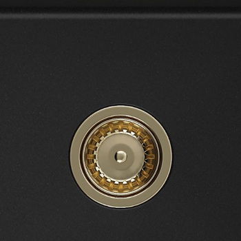 MEXEN/S MEXEN/S - Vito granitový drez 1-miska 520 x 490 mm, čierny, zlatý sifón 6503521000-77-G