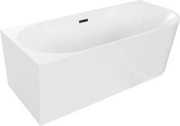 MEXEN/S - Mia vaňa voľne stojaca rohová ľavá 150 x 75 cm, biela, sifón a prepad čierna 52691507500L-70