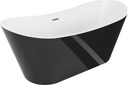 MEXEN/S - Montana vaňa voľne stojaca 180 x 80 cm, biela/čierna, sifón a prepad nikel kartáčovaná 52011808075-97