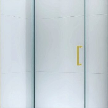 MEXEN/S - Omega obdĺžnikový sprchový kút 130x90, transparent, zlatý + vanička 825-130-090-50-00-4010